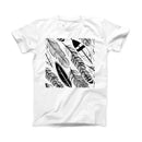 The Vector Black and White Feathers ink-Fuzed Front Spot Graphic Unisex Soft-Fitted Tee Shirt