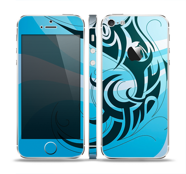 The Vector Blue Abstract Fish Skin Set for the Apple iPhone 5