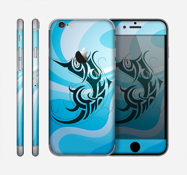 The Vector Blue Abstract Fish Skin for the Apple iPhone 6