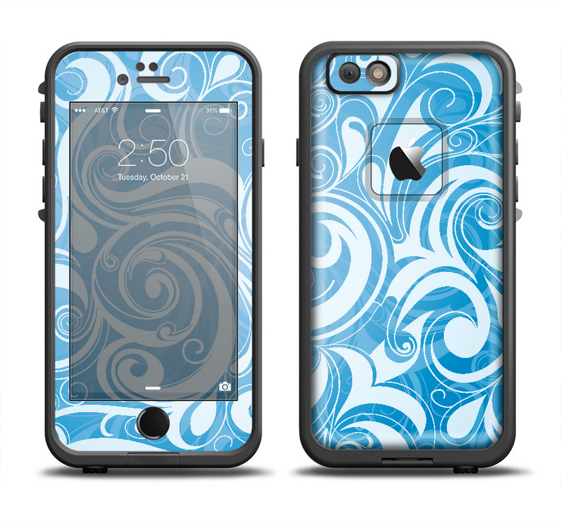The Vector Blue Abstract Swirly Design Apple iPhone 6/6s Plus LifeProof Fre Case Skin Set