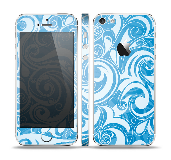 The Vector Blue Abstract Swirly Design Skin Set for the Apple iPhone 5