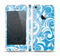 The Vector Blue Abstract Swirly Design Skin Set for the Apple iPhone 5