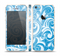 The Vector Blue Abstract Swirly Design Skin Set for the Apple iPhone 5s