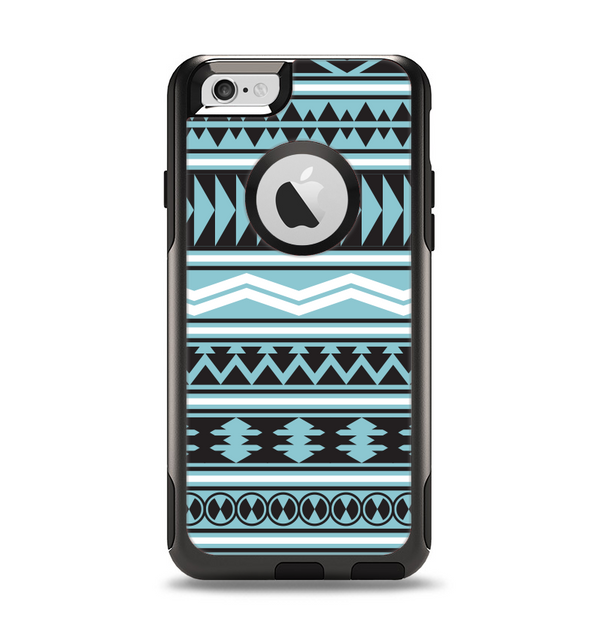 The Vector Blue & Black Aztec Pattern V2 Apple iPhone 6 Otterbox Commuter Case Skin Set