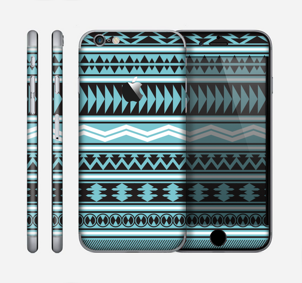 The Vector Blue & Black Aztec Pattern V2 Skin for the Apple iPhone 6