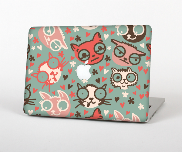 The Vector Cat Faced Collage Skin Set for the Apple MacBook Pro 15" with Retina Display