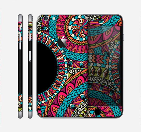 The Vector Colored Aztec Pattern WIth Black Connect Point Skin for the Apple iPhone 6 Plus