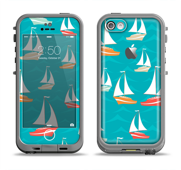 The Vector Colored Sailboats Apple iPhone 5c LifeProof Fre Case Skin Set