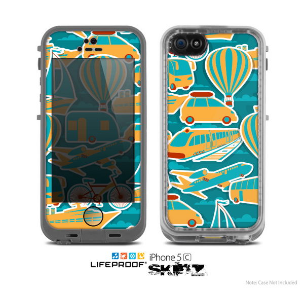 The Vector Colored Transportation Clipart Skin for the Apple iPhone 5c LifeProof Case