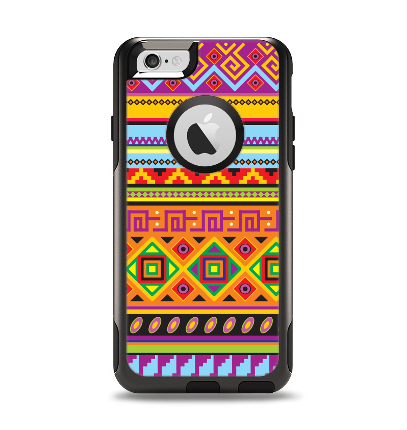 The Vector Gold & Purple Aztec Pattern V32 Apple iPhone 6 Otterbox Commuter Case Skin Set