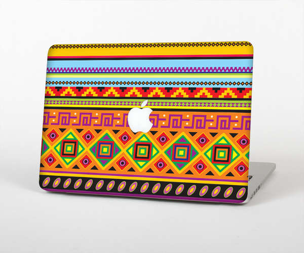 The Vector Gold & Purple Aztec Pattern V32 Skin Set for the Apple MacBook Pro 15" with Retina Display