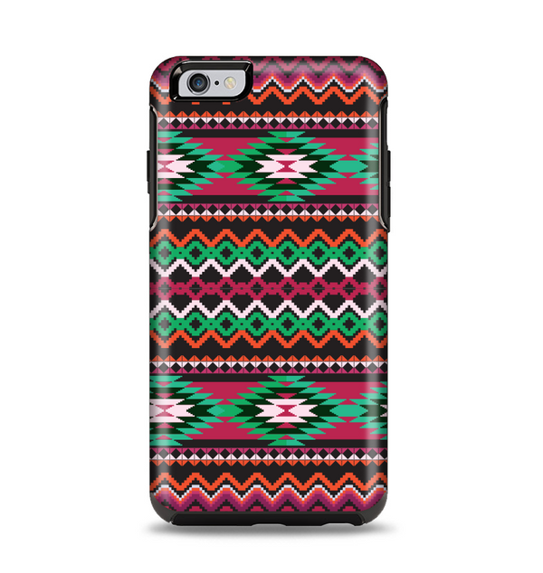 The Vector Green & Pink Aztec Pattern Apple iPhone 6 Plus Otterbox Symmetry Case Skin Set