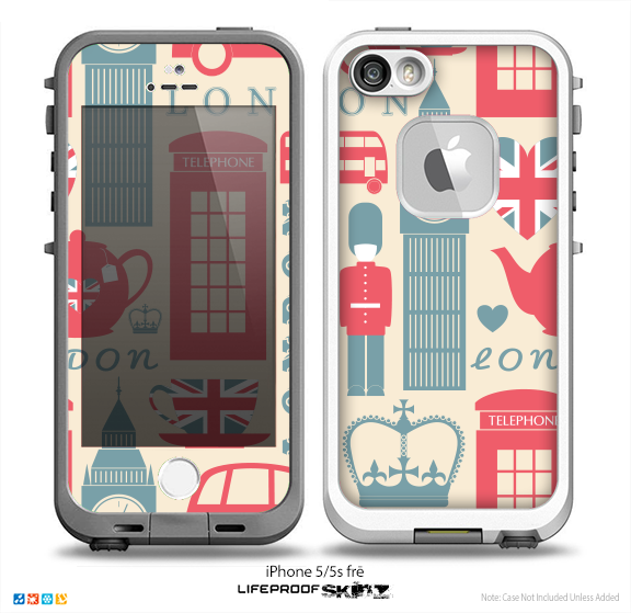 The Vector London Time Red Skin for the iPhone 5-5s Fre LifeProof Case