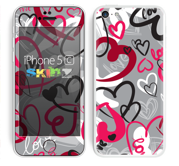 The Vector Love Hearts Collage Skin for the Apple iPhone 5c