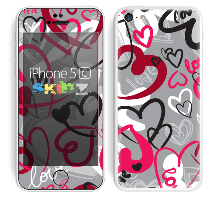 The Vector Love Hearts Collage Skin for the Apple iPhone 5c