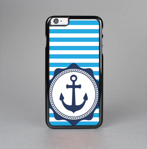 The Vector Navy Anchor with Blue Stripes Skin-Sert Case for the Apple iPhone 6 Plus
