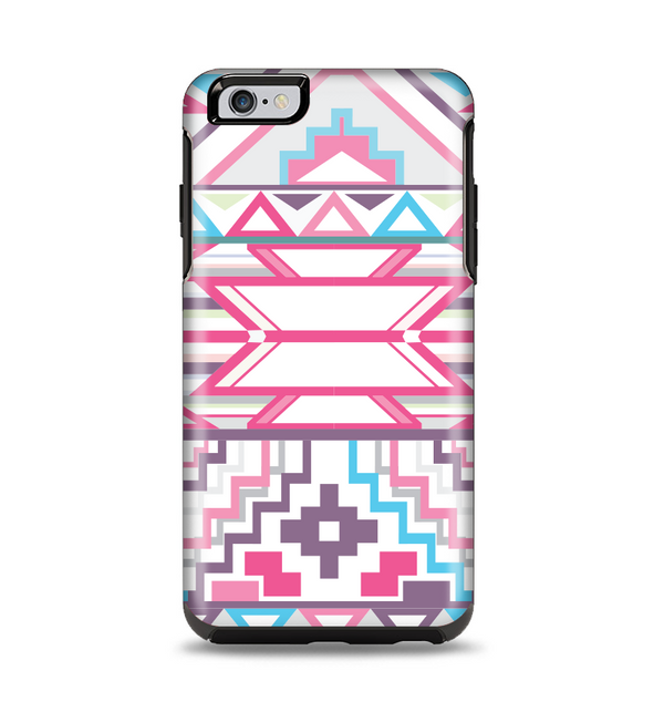 The Vector Pink & White Modern Aztec Pattern Apple iPhone 6 Plus Otterbox Symmetry Case Skin Set