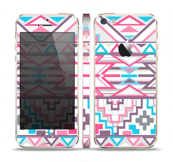 The Vector Pink & White Modern Aztec Pattern Skin Set for the Apple iPhone 5s