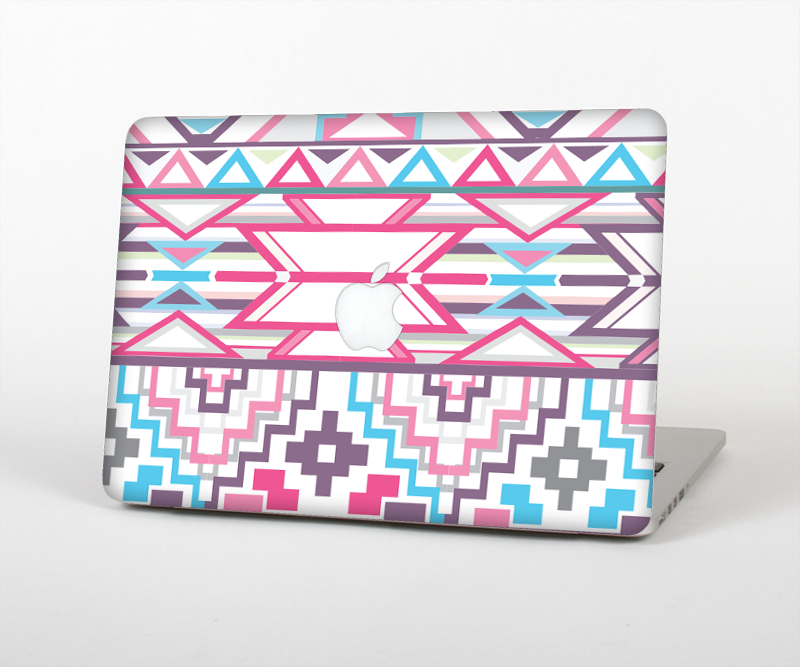 The Vector Pink & White Modern Aztec Pattern Skin Set for the Apple MacBook Pro 15" with Retina Display
