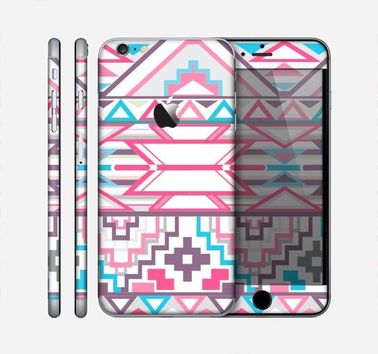 The Vector Pink & White Modern Aztec Pattern Skin for the Apple iPhone 6 Plus