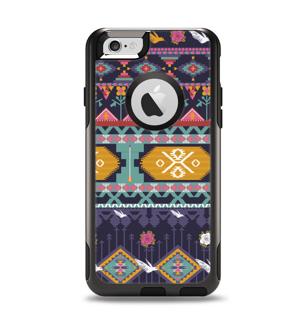 The Vector Purple and Colored Aztec pattern V4 Apple iPhone 6 Otterbox Commuter Case Skin Set