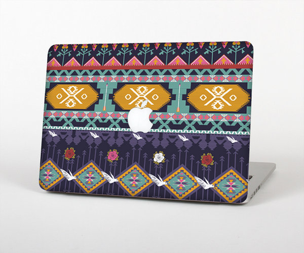 The Vector Purple and Colored Aztec pattern V4 Skin Set for the Apple MacBook Pro 13" with Retina Display
