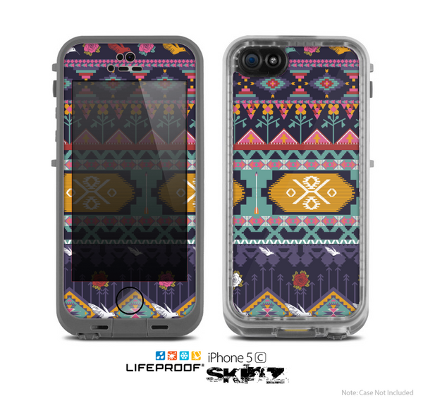 The Vector Purple and Colored Aztec pattern V4 Skin for the Apple iPhone 5c LifeProof Case