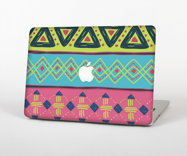 The Vector Sketched Yellow-Teal-Pink Aztec Pattern Skin Set for the Apple MacBook Pro 15" with Retina Display