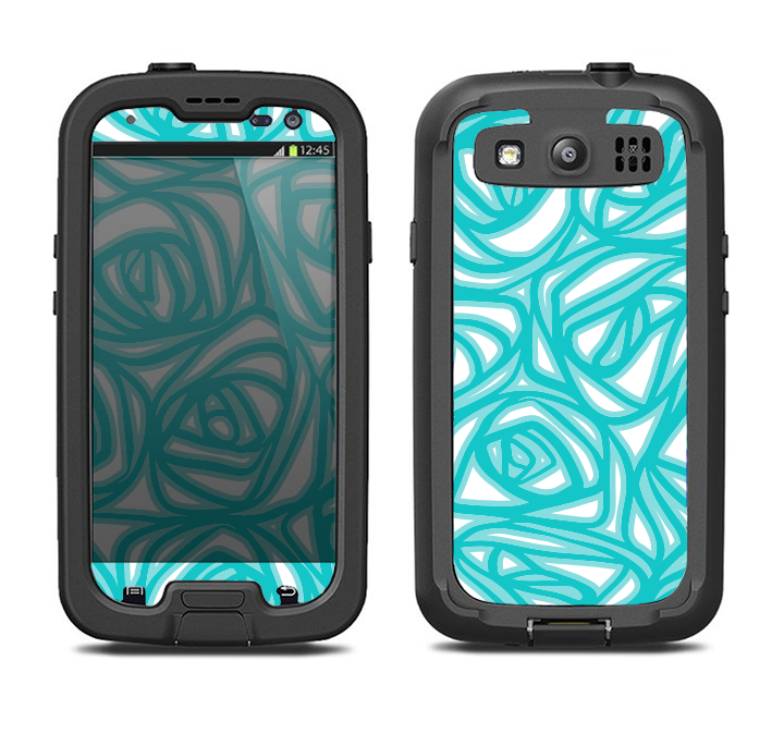 The Vector Subtle Blues Pattern Samsung Galaxy S3 LifeProof Fre Case Skin Set