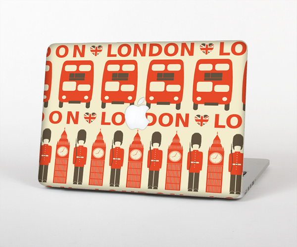 The Vector Tan and Red London Skin Set for the Apple MacBook Pro 13" with Retina Display