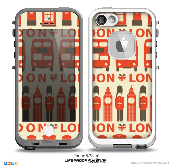 The Vector Tan and Red London Skin for the iPhone 5-5s Fre LifeProof Case