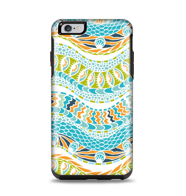 The Vector Teal & Green Snake Aztec Pattern Apple iPhone 6 Plus Otterbox Symmetry Case Skin Set