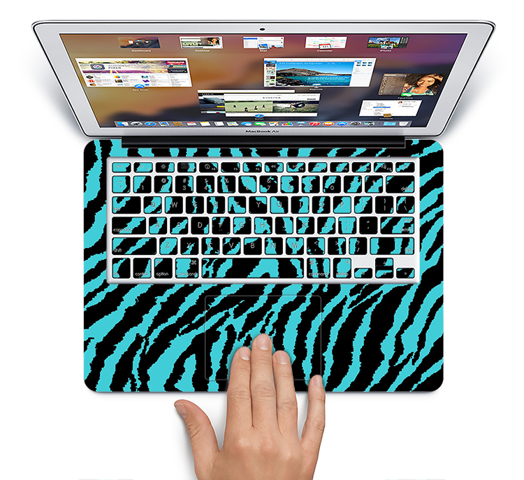 The Vector Teal Zebra Print Skin Set for the Apple MacBook Pro 15" with Retina Display