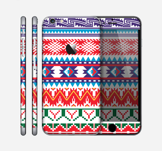 The Vector White-Blue-Red Aztec Pattern Skin for the Apple iPhone 6 Plus