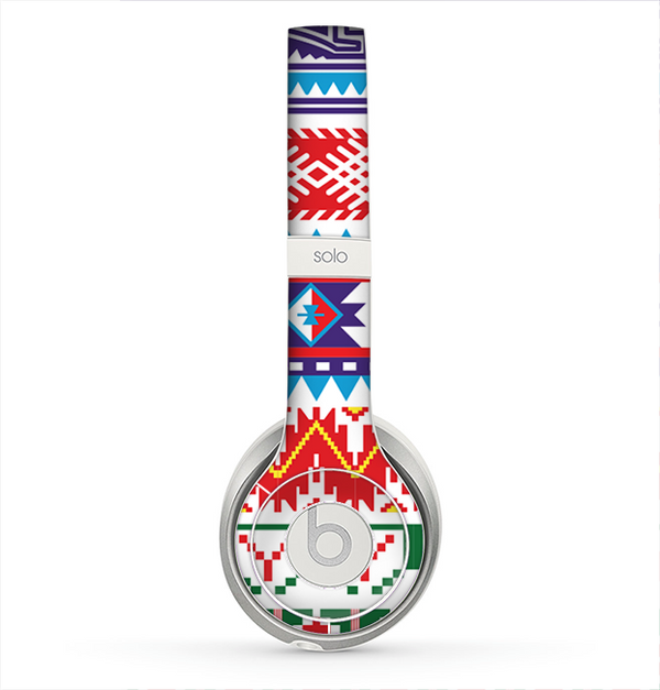 The Vector White-Blue-Red Aztec Pattern Skin for the Beats by Dre Solo 2 Headphones