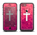 The Vector White Cross over Unfocused Pink Glimmer Apple iPhone 6 LifeProof Fre Case Skin Set