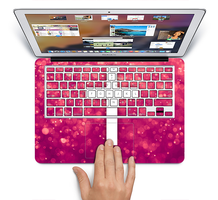 The Vector White Cross over Unfocused Pink Glimmer Skin Set for the Apple MacBook Pro 15" with Retina Display