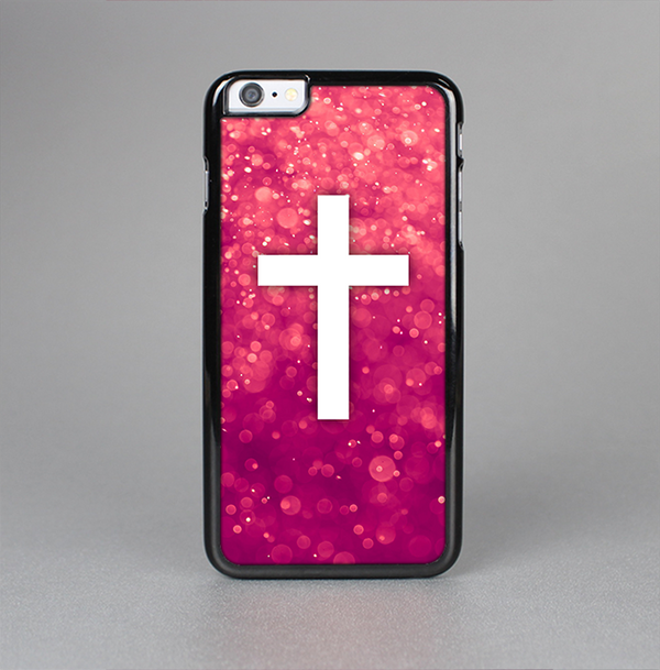 The Vector White Cross over Unfocused Pink Glimmer Skin-Sert for the Apple iPhone 6 Plus Skin-Sert Case