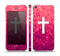 The Vector White Cross over Unfocused Pink Glimmer Skin Set for the Apple iPhone 5