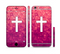 The Vector White Cross over Unfocused Pink Glimmer Sectioned Skin Series for the Apple iPhone 6