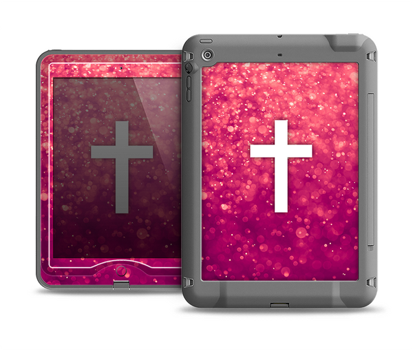 The Vector White Cross over Unfocused Pink Glimmer Apple iPad Air LifeProof Nuud Case Skin Set