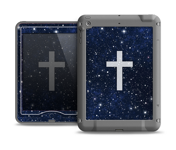The Vector White Cross v2 over Bright Starry Sky Apple iPad Air LifeProof Nuud Case Skin Set