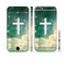 The Vector White Cross v2 over Cloudy Abstract Green Nebula Sectioned Skin Series for the Apple iPhone 6s