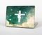 The Vector White Cross v2 over Cloudy Abstract Green Nebula Skin Set for the Apple MacBook Pro 13" with Retina Display