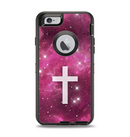 The Vector White Cross v2 over Glowing Pink Nebula Apple iPhone 6 Otterbox Defender Case Skin Set