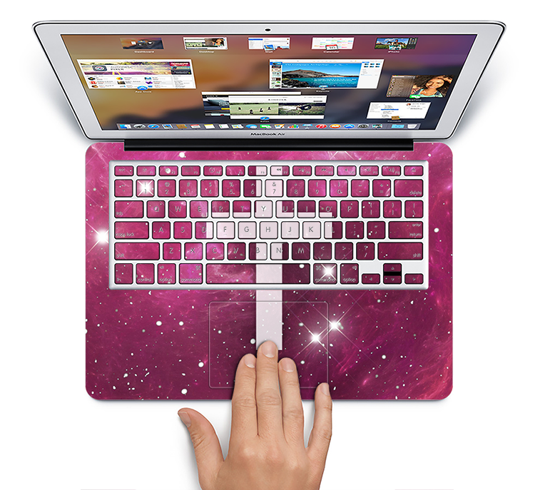 The Vector White Cross v2 over Glowing Pink Nebula Skin Set for the Apple MacBook Pro 15" with Retina Display