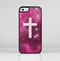 The Vector White Cross v2 over Glowing Pink Nebula Skin-Sert for the Apple iPhone 5c Skin-Sert Case