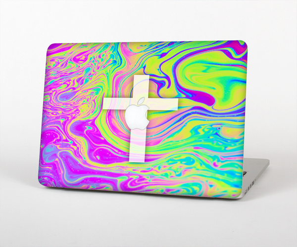 The Vector White Cross v2 over Neon Color Fushion Skin Set for the Apple MacBook Pro 15" with Retina Display