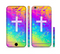 The Vector White Cross v2 over Neon Color Fushion V2 Sectioned Skin Series for the Apple iPhone 6s Plus