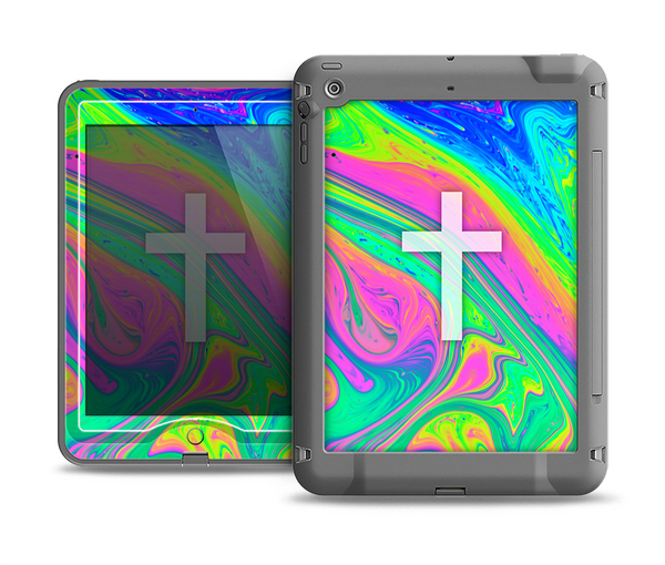 The Vector White Cross v2 over Neon Color Fushion V3 copy Apple iPad Air LifeProof Nuud Case Skin Set